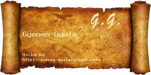 Gyenes Gyula névjegykártya